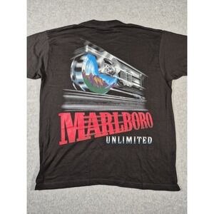 Vintage 90s Marlboro Unlimited Train Graphic Single Stitch T Shirt Men's XL Y2K